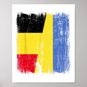 Belgien Ukraine Halbflagge Belgisches Ukrainisches Poster