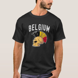 Belgien Ultras Mohawk Skull. Unterstützung nationa T-Shirt