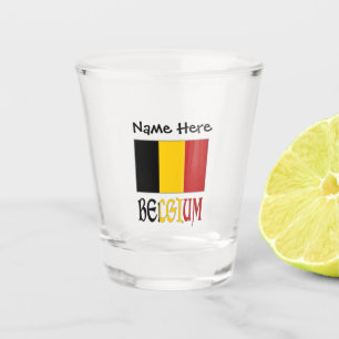 Belgien und belgische Flagge mit Ihrem Namen Shotg Schnapsglas