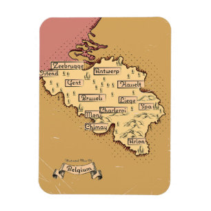 Belgien Vintage Reisekarte Magnet