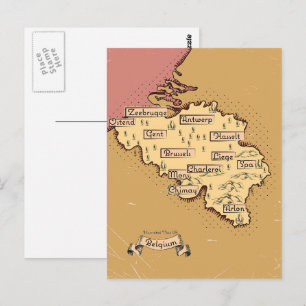 Belgien Vintage Reisekarte Postkarte
