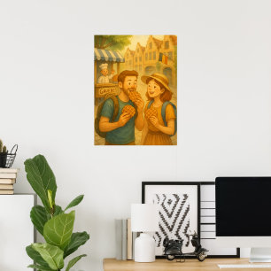 Belgien Waffle Adventure - Gemütliches Reiseplakat Poster