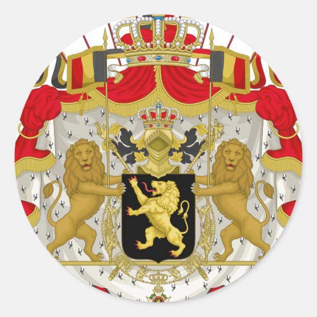 Belgien-Wappen Runder Aufkleber (Vorderseite)