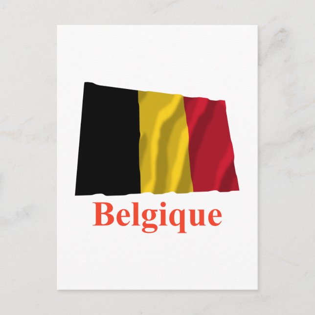 Belgien Waving Flag mit Name auf Französisch Postkarte (Vorderseite)