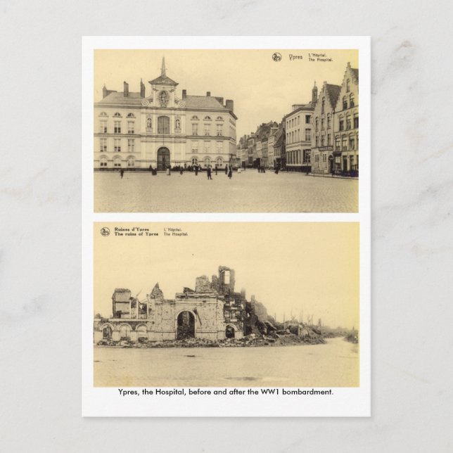 Belgien, Ypres - Bombardierung WW1 Postkarte (Vorderseite)