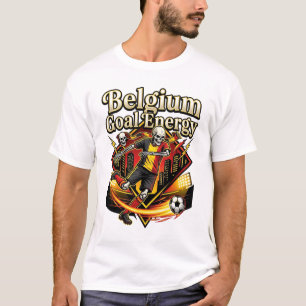 Belgien Ziel Energie Skelett Stürmer Nationen Fett T-Shirt