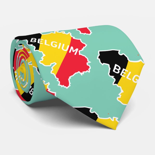 Belgienkarte und -flagge krawatte (Gerollt)