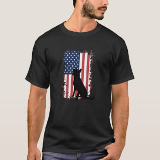 Belgier Malinois amerikanische Flagge T-Shirt