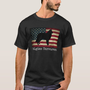 Belgier Tervuren mit amerikanischer Flagge T-Shirt