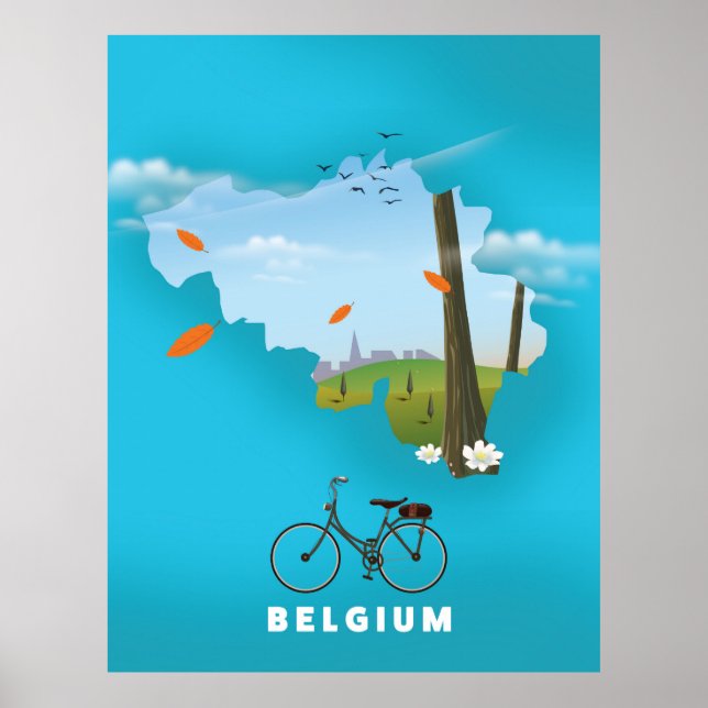 Belgique Carte carte affiche voyage. (Devant)