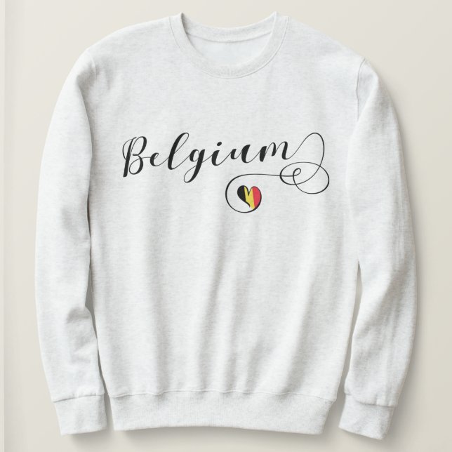 Belgique Sweatshirt de coeur, Drapeau belge (Design devant)