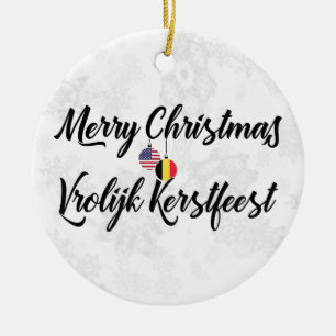 Belgisch-amerikanische Bilingual Holiday Dekoratio Keramikornament