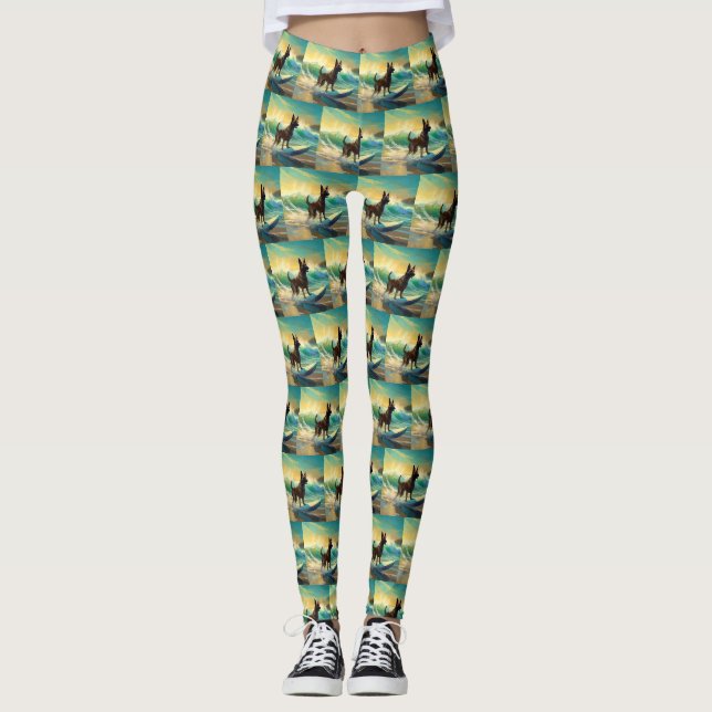 Belgisch Malinoi Beach Surfmalerei Leggings (Vorderseite)