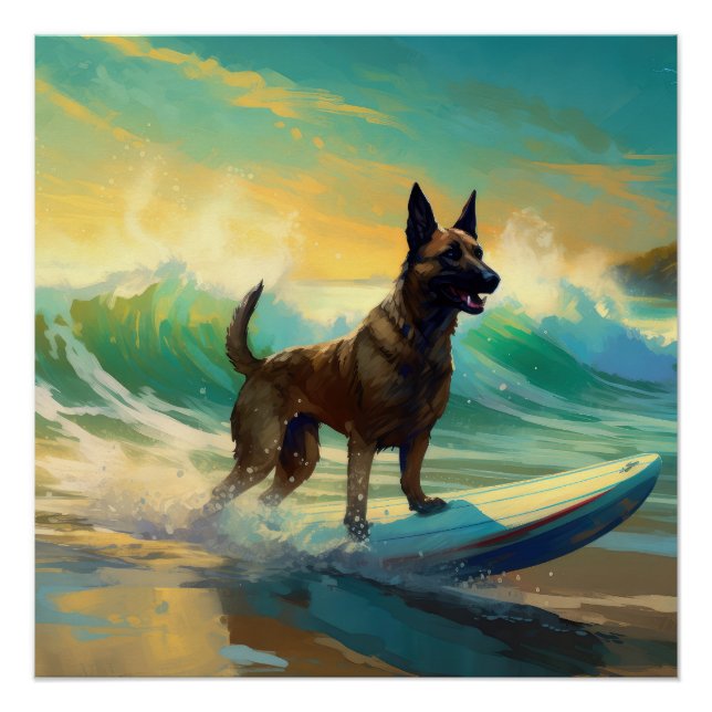 Belgisch Malinoi Beach Surfmalerei Poster (Vorderseite)