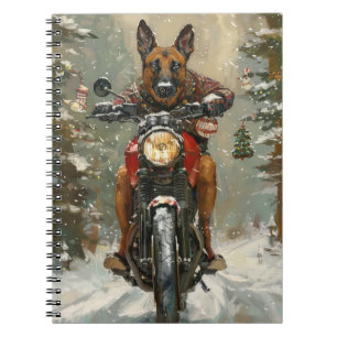 Belgisch Malinoi Dog Riding Motorrad Weihnachten Notizblock