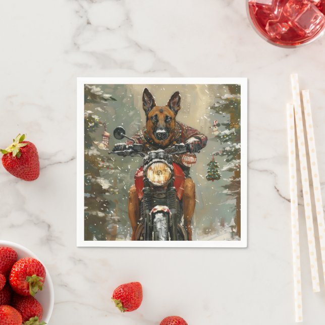 Belgisch Malinoi Dog Weihnachten Serviette (Beispiel)
