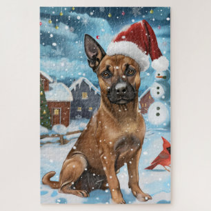 Belgisch Malinoi Dog Winter Wonderland Weihnachten