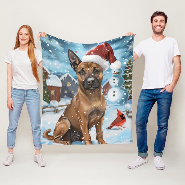 Belgisch Malinoi Dog Winter Wonderland Weihnachten Fleecedecke (Beispiel)