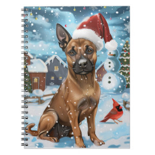 Belgisch Malinoi Dog Winter Wonderland Weihnachten Notizblock