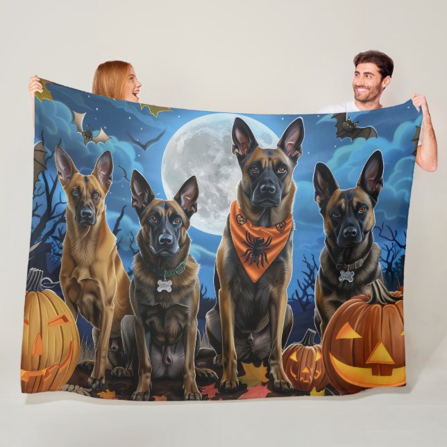 Belgisch Malinoi Halloween Spooky Fleecedecke (Beispiel)