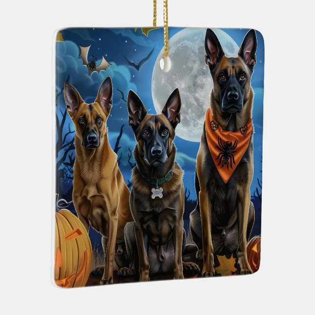 Belgisch Malinoi Halloween Spooky Keramikornament (Rechts)