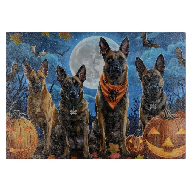 Belgisch Malinoi Halloween Spooky Schneidebrett (Vorderseite)