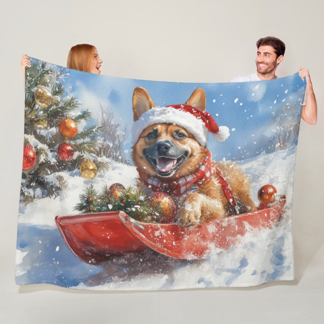 Belgisch Malinoi in Sledge Let it Snow Christmas Fleecedecke (Beispiel)