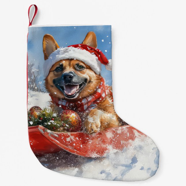 Belgisch Malinoi in Sledge Let it Snow Christmas Kleiner Weihnachtsstrumpf (Vorderseite)