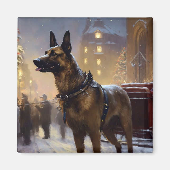 Belgisch Malinoi Weihnachtsfeiertage Magnet (Vorne)