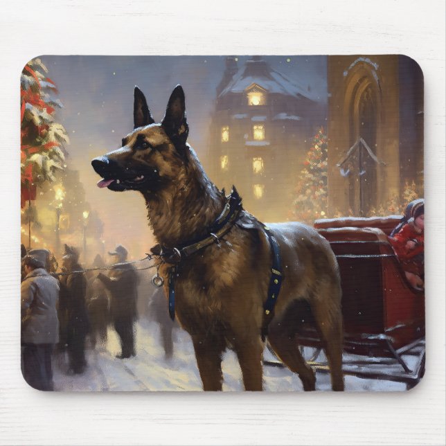 Belgisch Malinoi Weihnachtsfeiertage Mousepad (Vorne)