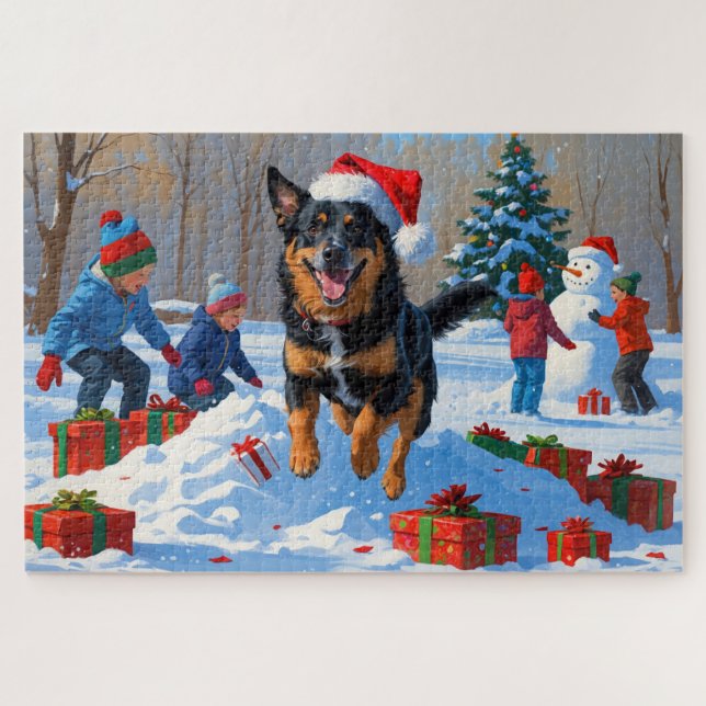 Belgisch Malinoi Weihnachtsfest Schneeszene (Horizontal)