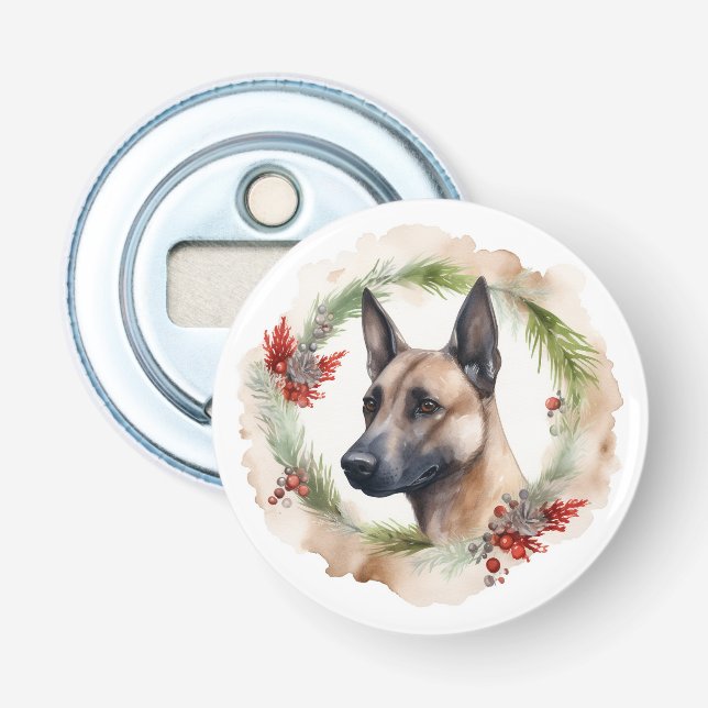 Belgisch Malinoi Weihnachtsschrei Festlicher Papi Flaschenöffner (Vorderseite)