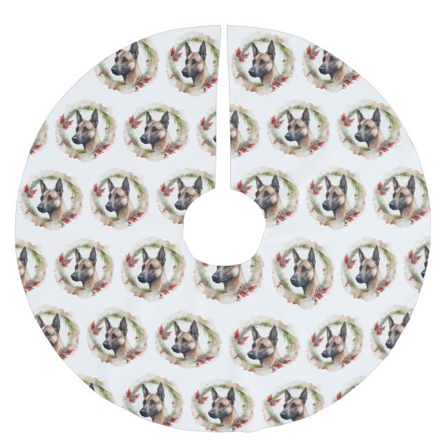 Belgisch Malinoi Weihnachtsschrei Festlicher Papi Polyester Weihnachtsbaumdecke (Vorderseite)