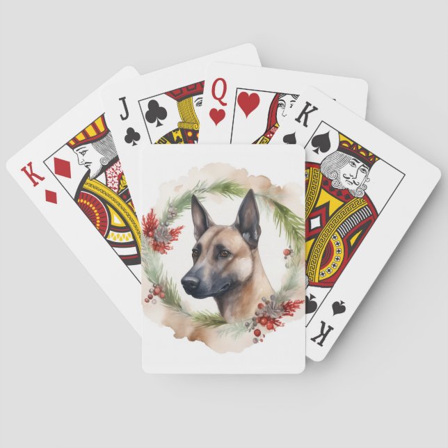 Belgisch Malinoi Weihnachtsschrei Festlicher Papi Spielkarten (Rückseite)