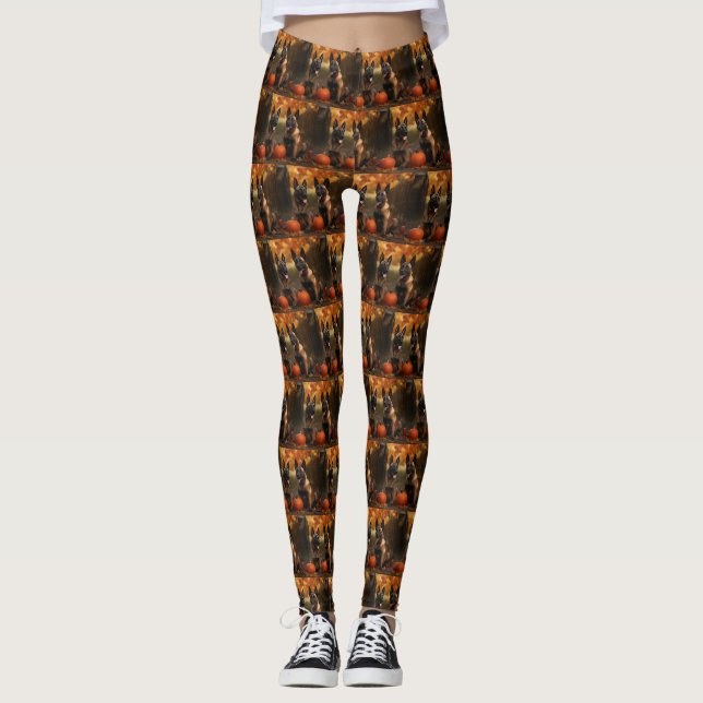 Belgisch Malinoi Welpe Autumn Delight Pumpkin Leggings (Vorderseite)