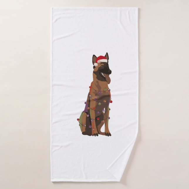 Belgisch Malinois Christmas Lights Xmas Dog Lover Badehandtuch (Badehandtuch)