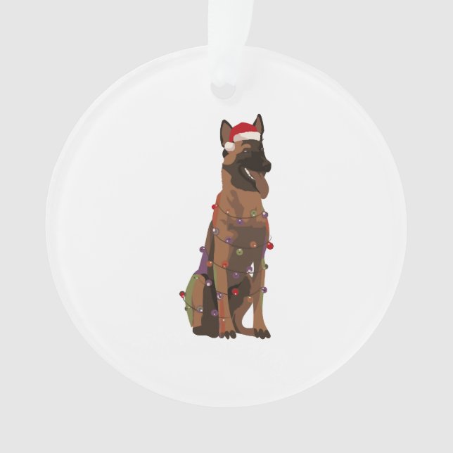 Belgisch Malinois Christmas Lights Xmas Dog Lover Ornament (Vorderseite)