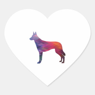 Belgisch Malinois Dog Breed Silhouette Geometric P Herz-Aufkleber