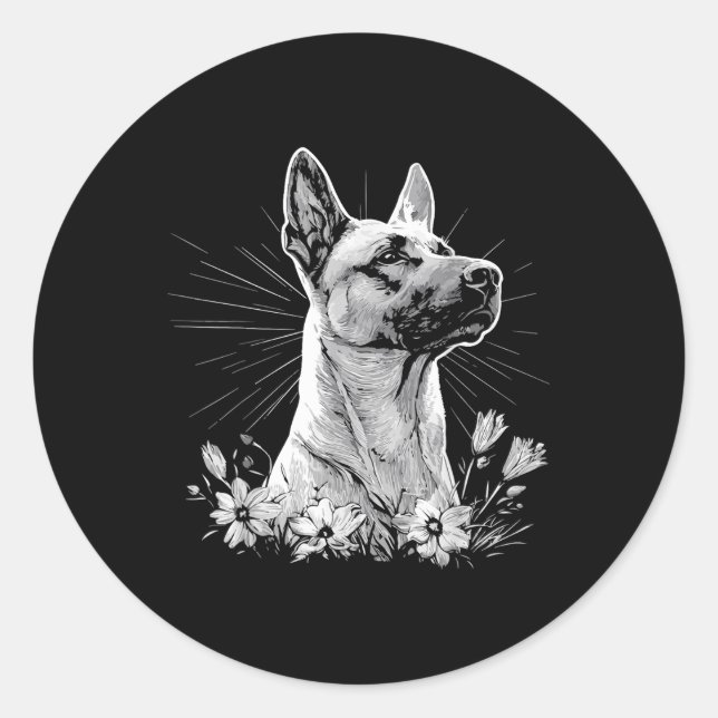 Belgisch Malinois Dog Lover Retro Style Tattoo Runder Aufkleber (Vorderseite)