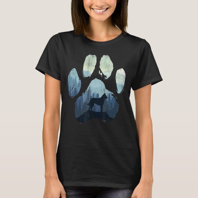 Belgisch Malinois Dog Paw Mama Vater Gebirge T-Shirt (Vorderseite)