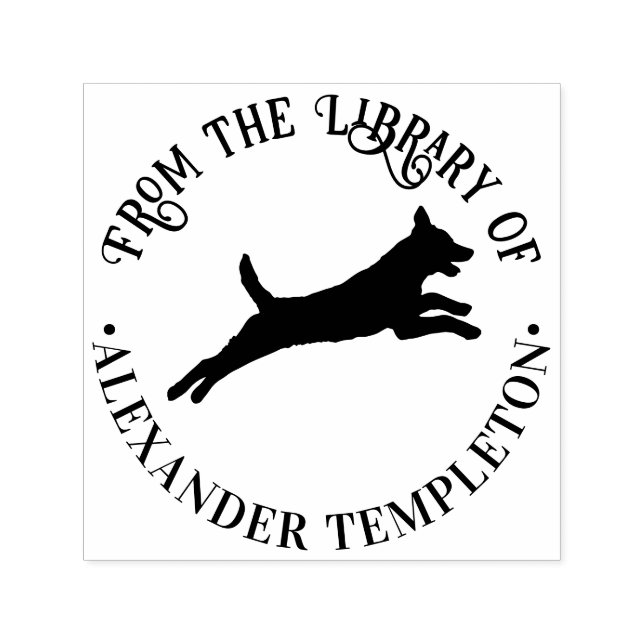 Belgisch Malinois Dog Silhouette Library Name Permastempel (Design)