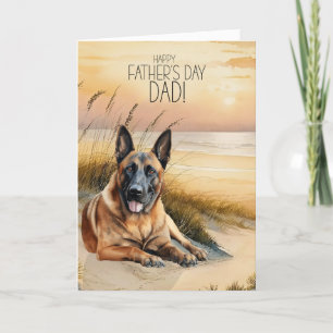 Belgisch Malinois Dog Sunset Beach Vatertag Feiertagskarte