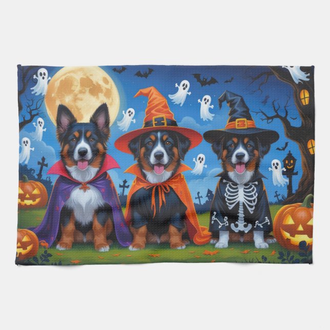 Belgisch Malinois Dogs Pumpkin Halloween Funny Geschirrtuch (Horizontal)
