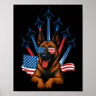Belgisch Malinois Fighter Jet Flugzeug Patriotic D Poster