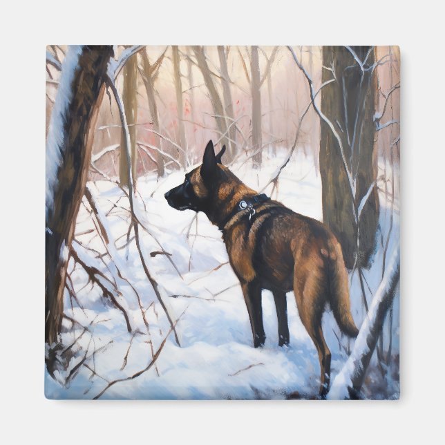 Belgisch Malinois Let It Snow Weihnachten Magnet (Vorne)