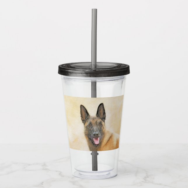 Belgisch Malinois Malerei - Niedliche Original Hun Acryltrinkbecher (Vorderseite)