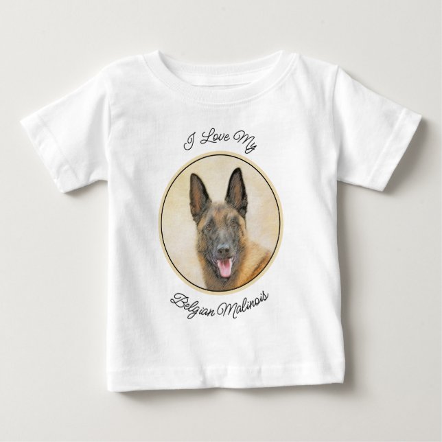 Belgisch Malinois Malerei - Niedliche Original Hun Baby T-shirt (Vorderseite)