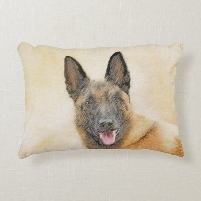 Belgisch Malinois Malerei - Niedliche Original Hun Dekokissen (Vorderseite)