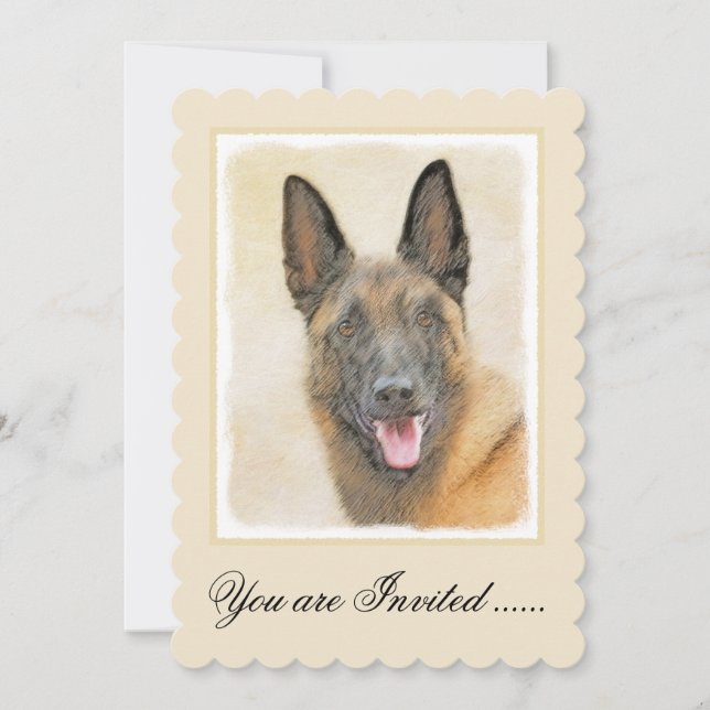 Belgisch Malinois Malerei - Niedliche Original Hun Einladung (Vorderseite)