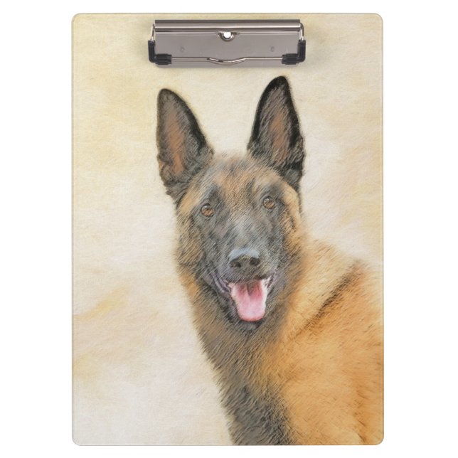 Belgisch Malinois Malerei - Niedliche Original Hun Klemmbrett (Vorderseite)